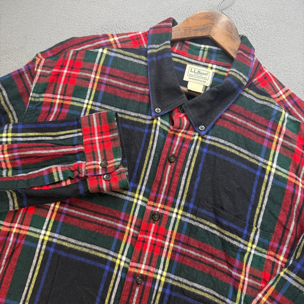 LL Bean Traditional Fit Flannel Shirt Mens XXL Tall Multicolor Cotton Plaid Work